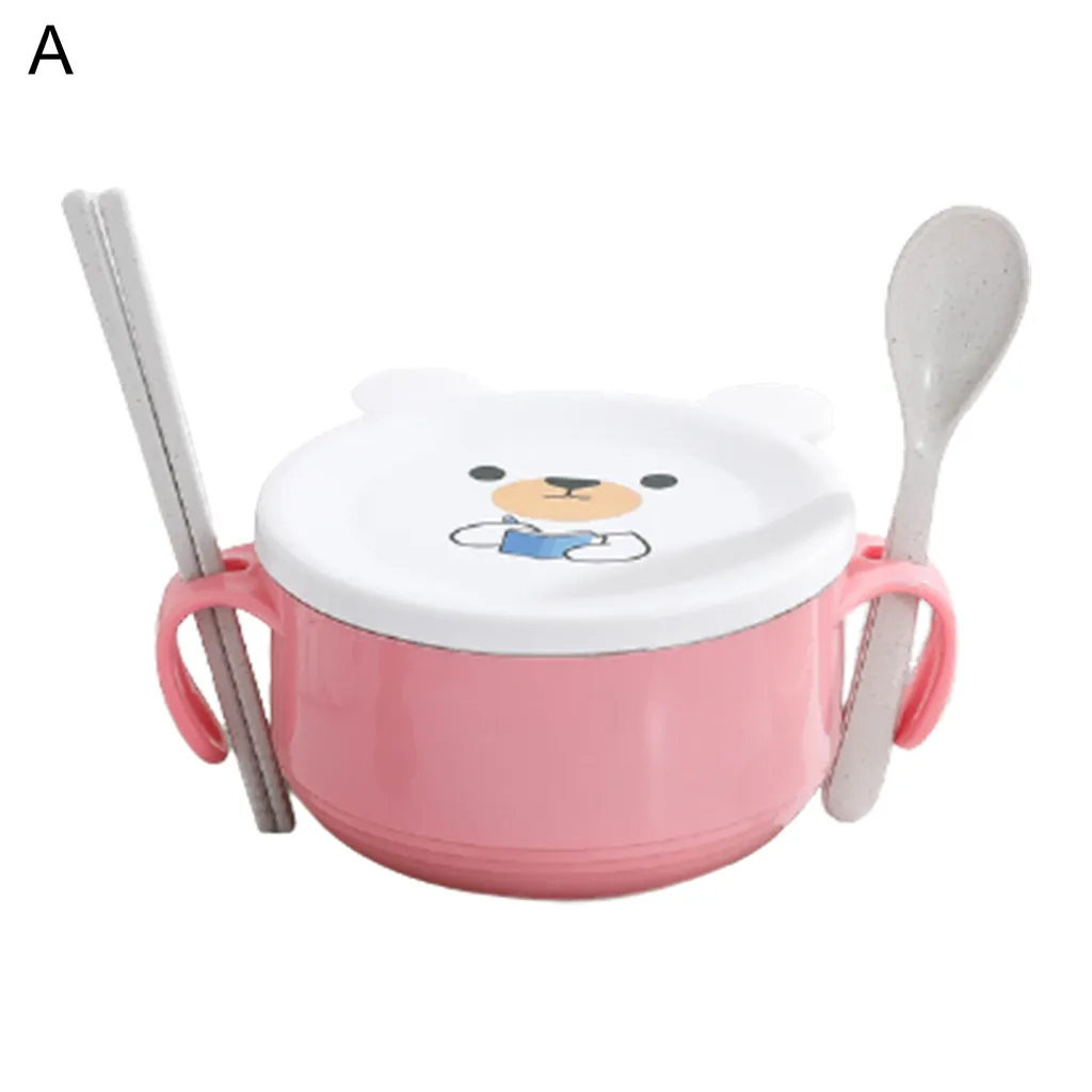 1 Set Noodle Bowl umweltfreundlich große Kapazität Edelstahl Anti-Scenen-Instant-Nudelbecher für Zuhause-Rosa a